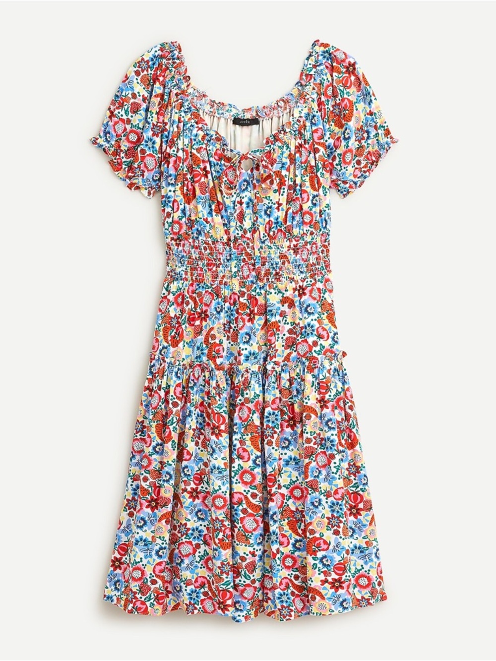 J Crew Smocked Waist Dress Farmers Market Print